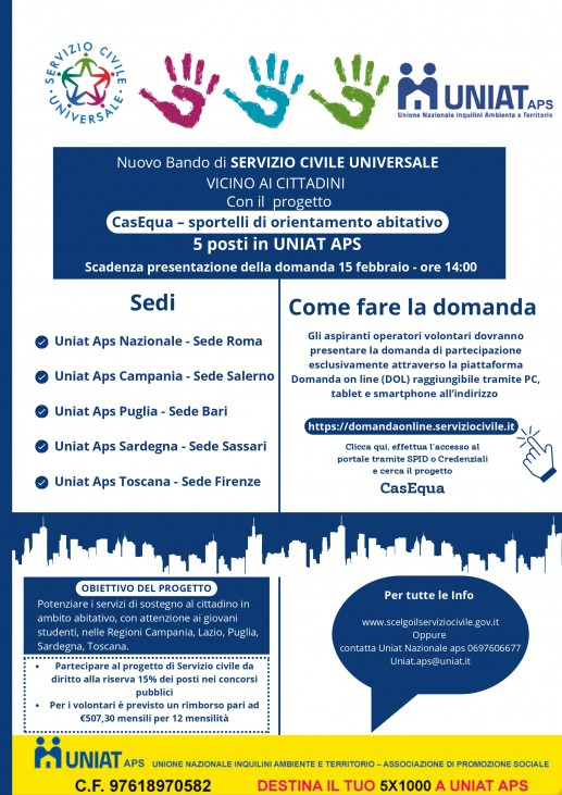 Servizio Civile Uniat – Pubblicato il bando